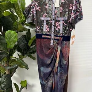 Byron Lars Floral Sequin Dress with Multicolor Accents